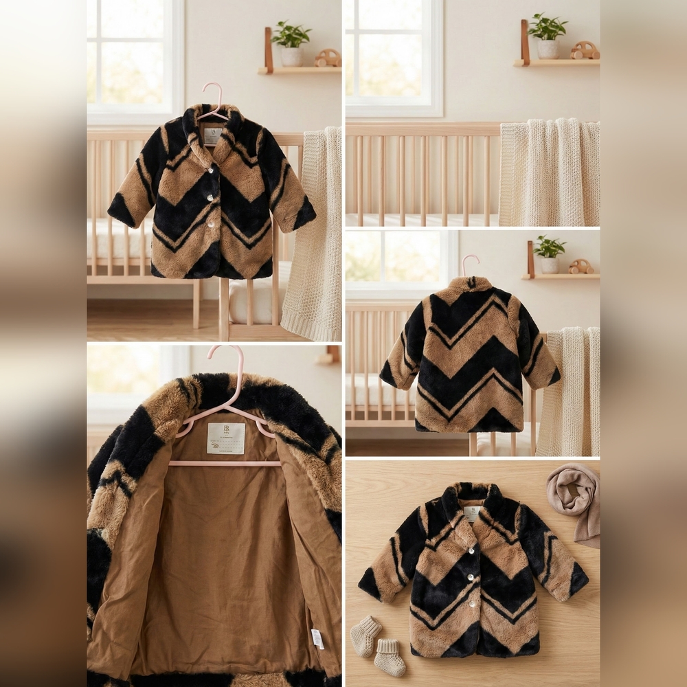 Banana Republic Kids Chevron Puffer Jacket - Black and Tan